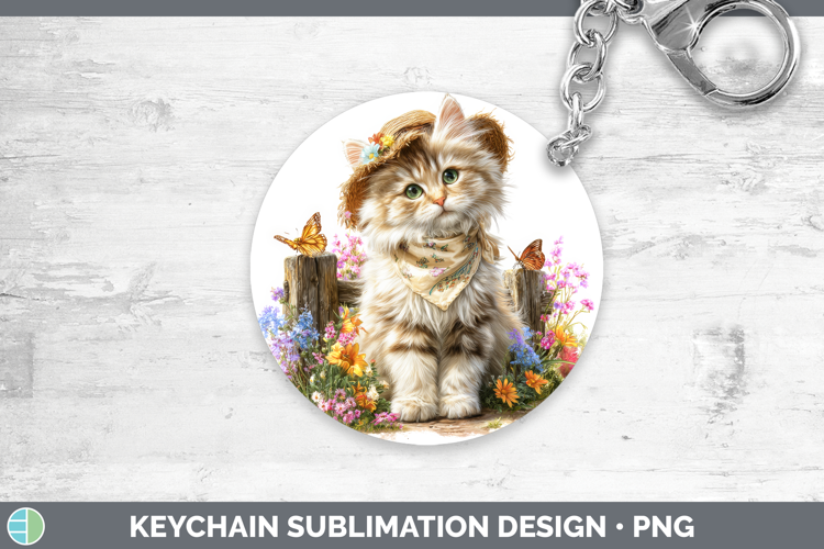 Angora Keychain Cats Bandana Summer Sublimation Keyring Desi