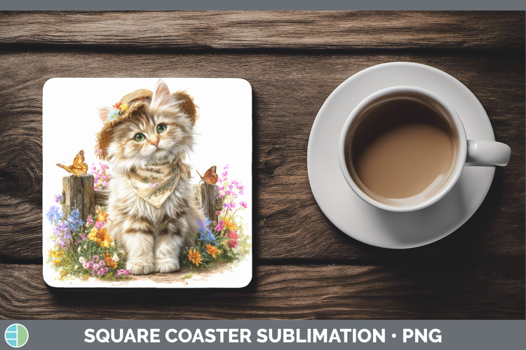 Angora Square Coaster Cats Bandana Summer Sublimation Coaste