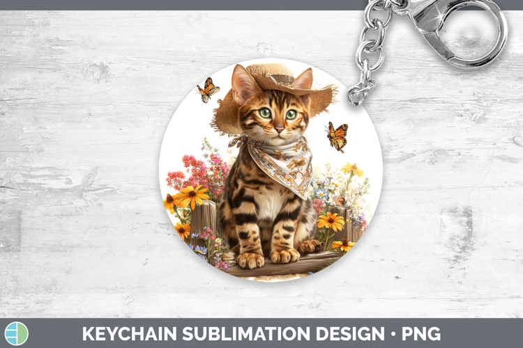Bengal Keychain Cats Bandana Summer Sublimation Keyring Desi