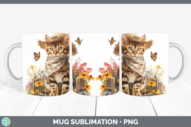 Bengal Mug Wrap Cats Bandana Summer Sublimation Coffee Cup D