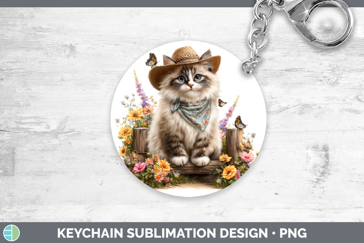 Birman Keychain Cats Bandana Summer Sublimation Keyring Desi