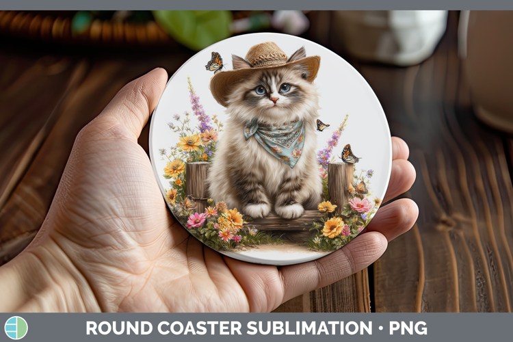 Birman Round Coaster Cats Bandana Summer Sublimation Coaster