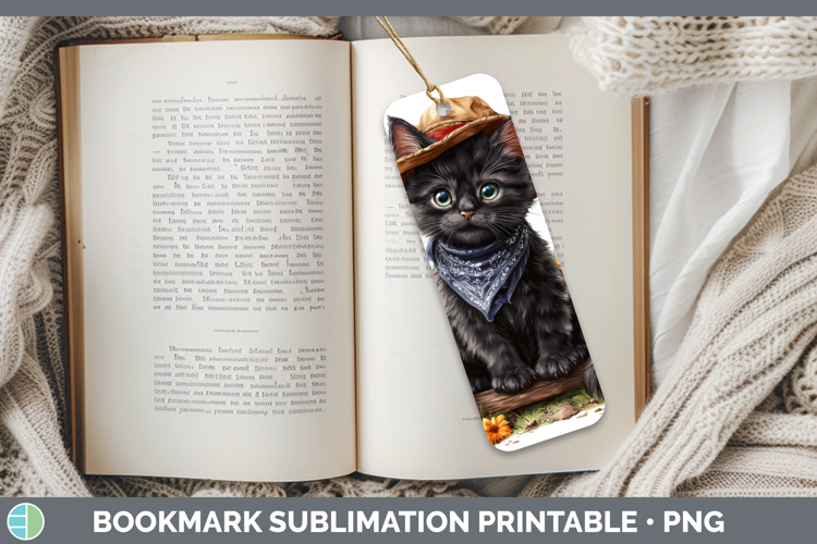 Black Bookmark Cats Bandana Summer Sublimation Printable Des