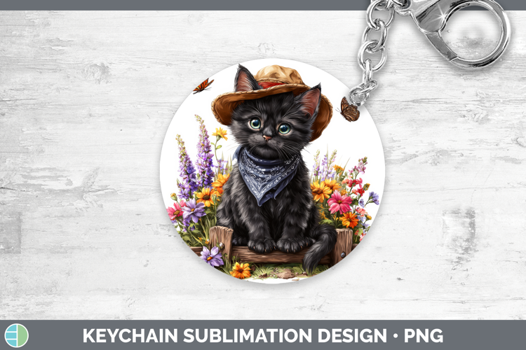 Black Keychain Cats Bandana Summer Sublimation Keyring Desig