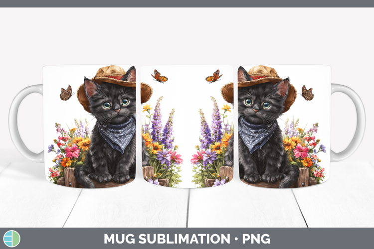 Black Mug Wrap Cats Bandana Summer Sublimation Coffee Cup De