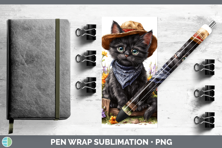 Black Pen Wrap Cats Bandana Summer Sublimation Pen Designs