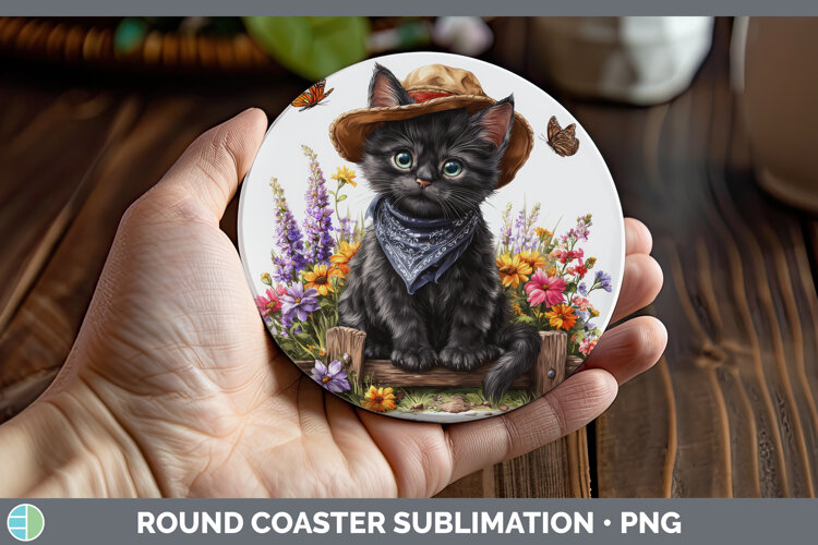 GorgeousCats Bandana Summer Round Coaster design.