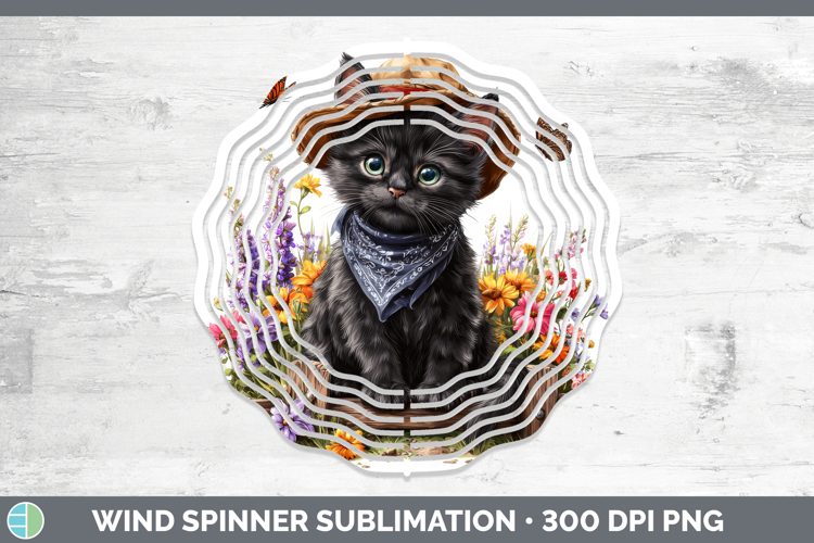 Black Wind Spinner Cats Bandana Summer Sublimation Spinner D
