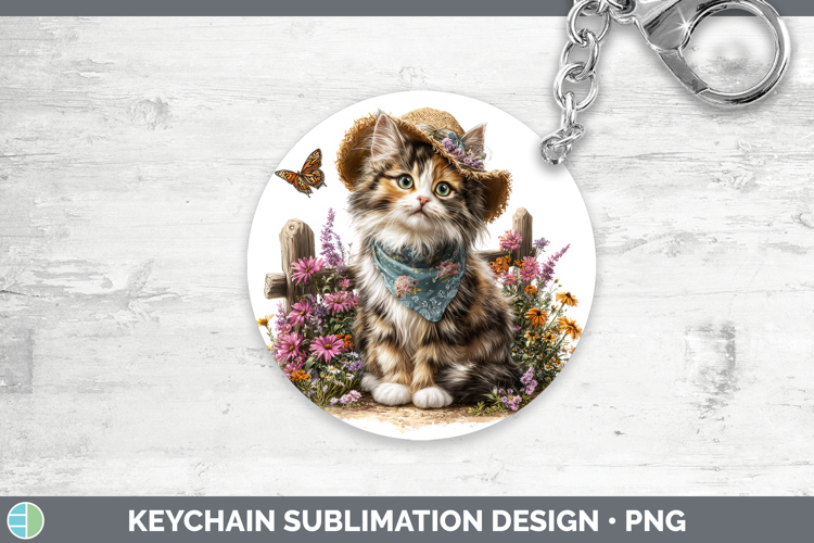 Calico Keychain Cats Bandana Summer Sublimation Keyring Desi