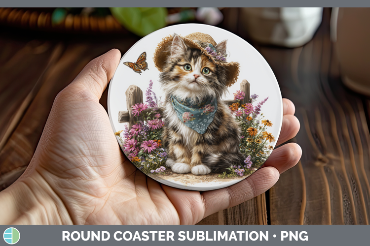 Calico Round Coaster Cats Bandana Summer Sublimation Coaster