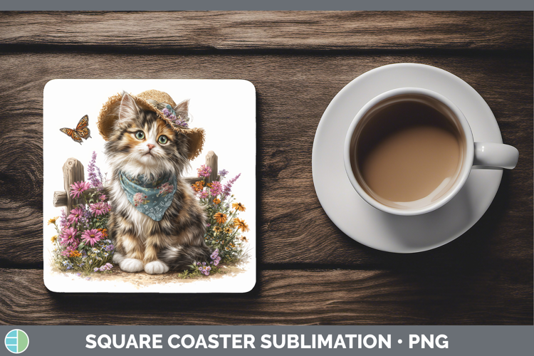 Calico Square Coaster Cats Bandana Summer Sublimation Coaste