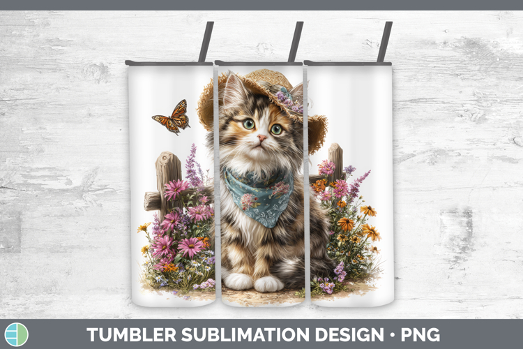 Calico Tumbler Cats Bandana Summer Sublimation 20 oz Skinny