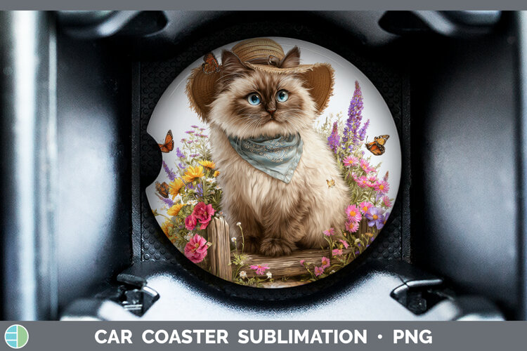 GorgeousCats Bandana Summer Car Coaster design.