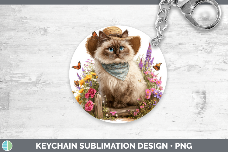 Himalayan Keychain Cats Bandana Summer Sublimation Keyring D