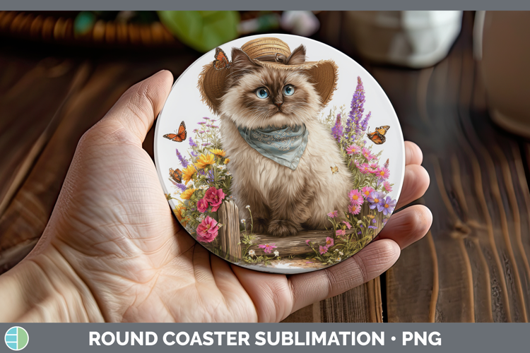 Himalayan Round Coaster Cats Bandana Summer Sublimation Coas