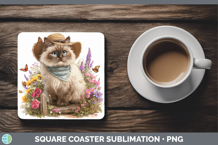 Himalayan Square Coaster Cats Bandana Summer Sublimation Coa