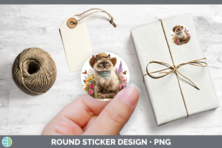 Cats Bandana Summer Himalayan Stickers | Round Labels Design