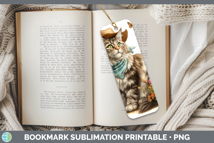 Maine Coon Bookmark Cats Bandana Summer Sublimation Printabl