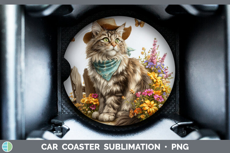 GorgeousCats Bandana Summer Car Coaster design.