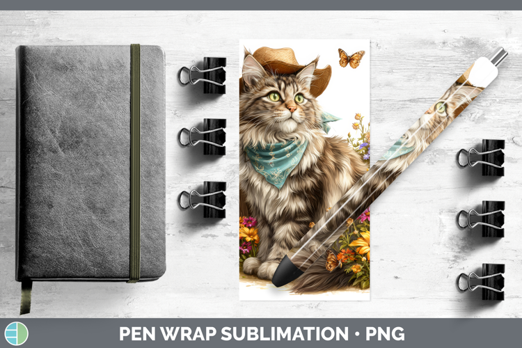 Maine Coon Pen Wrap Cats Bandana Summer Sublimation Pen Desi