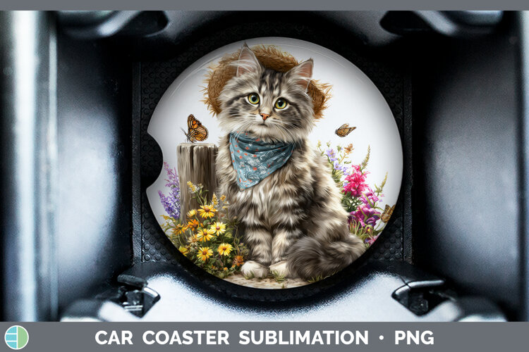 GorgeousCats Bandana Summer Car Coaster design.
