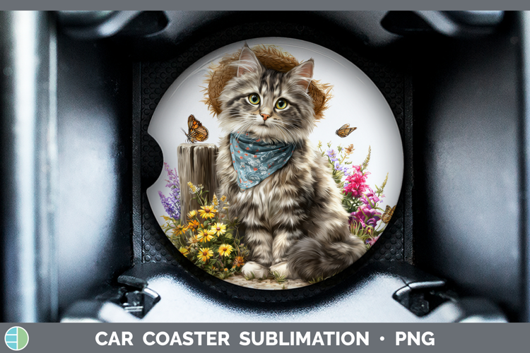 Norwegian Forest Car Coaster Cats Bandana Summer Sublimation