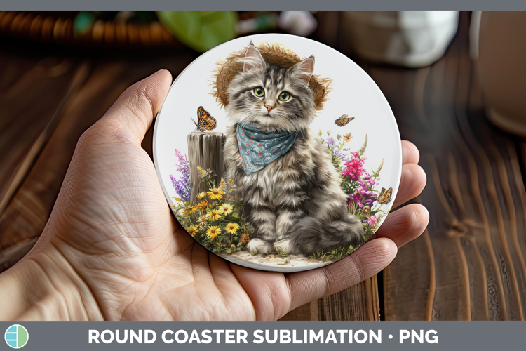 Norwegian Forest Round Coaster Cats Bandana Summer Sublimati