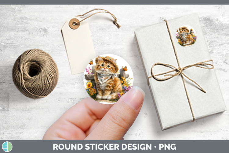 Cats Bandana Summer Orange Stickers | Round Labels Designs