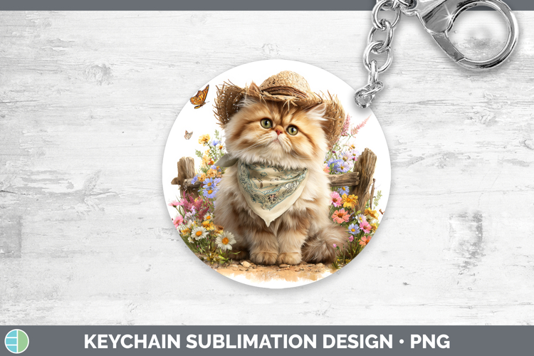 Persian Keychain Cats Bandana Summer Sublimation Keyring Des