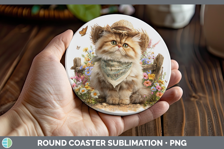 Persian Round Coaster Cats Bandana Summer Sublimation Coaste