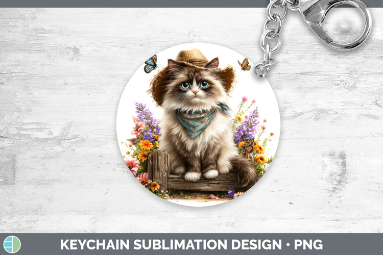 Ragdoll Keychain Cats Bandana Summer Sublimation Keyring Des