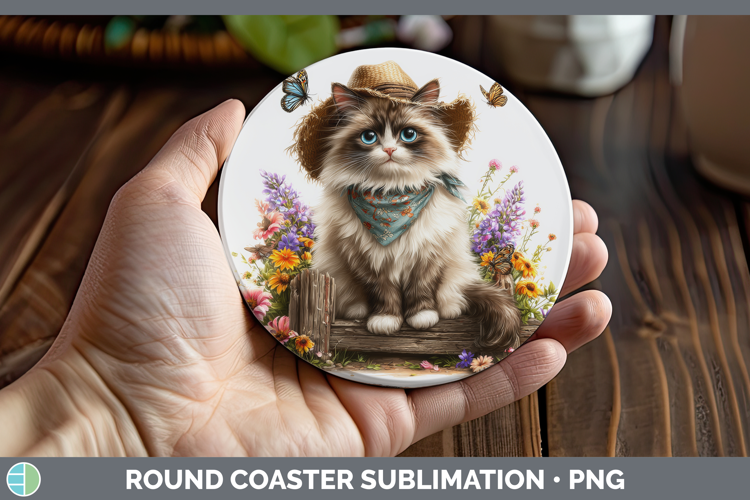 Ragdoll Round Coaster Cats Bandana Summer Sublimation Coaste