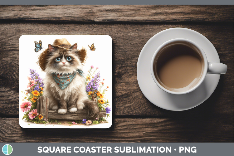 Ragdoll Square Coaster Cats Bandana Summer Sublimation Coast