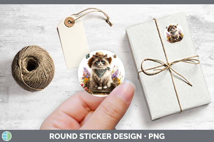 Cats Bandana Summer Ragdoll Stickers | Round Labels Designs