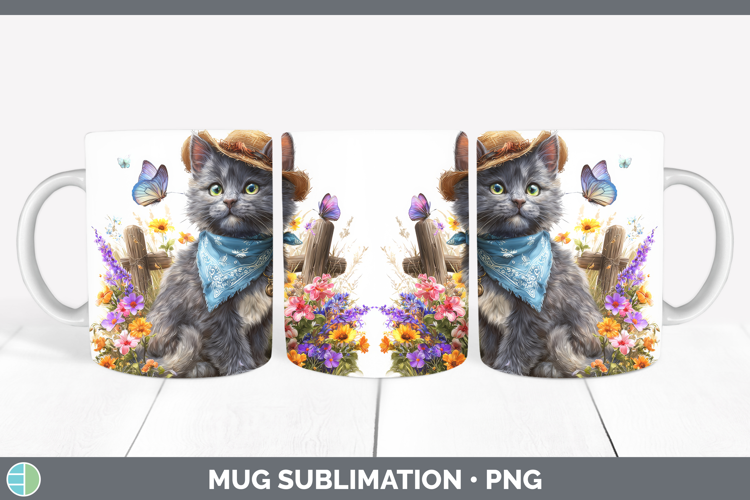 Russian Blue Mug Wrap Cats Bandana Summer Sublimation Coffee