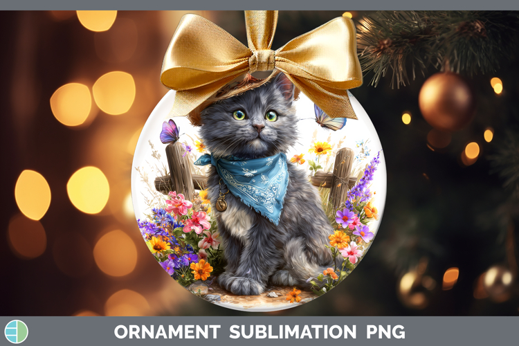 Russian Blue Ornament Cats Bandana Summer Sublimation Bauble