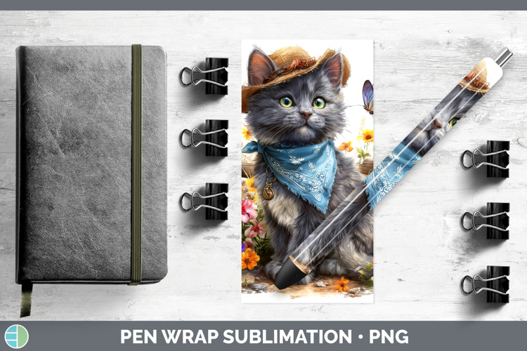 Russian Blue Pen Wrap Cats Bandana Summer Sublimation Pen De