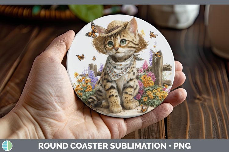 Savannah Round Coaster Cats Bandana Summer Sublimation Coast