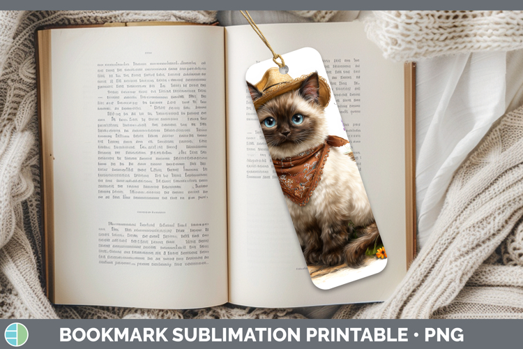 Siamese Bookmark Cats Bandana Summer Sublimation Printable D