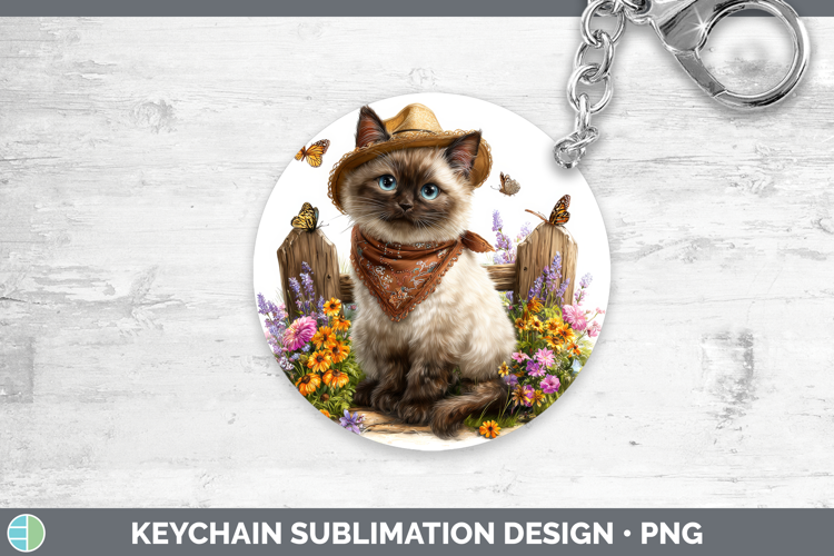Siamese Keychain Cats Bandana Summer Sublimation Keyring Des