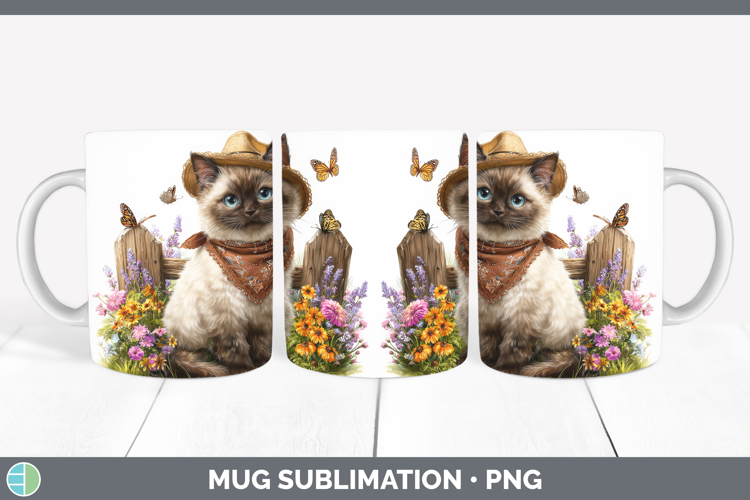 Siamese Mug Wrap Cats Bandana Summer Sublimation Coffee Cup