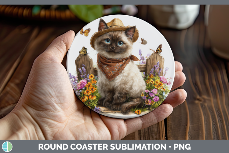 Siamese Round Coaster Cats Bandana Summer Sublimation Coaste