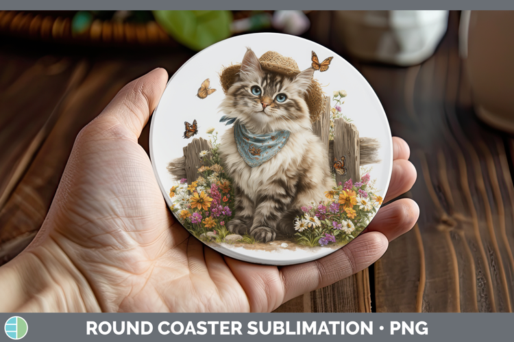 Siberian Round Coaster Cats Bandana Summer Sublimation Coast