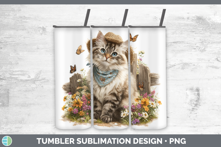 Siberian Tumbler Cats Bandana Summer Sublimation 20 oz Skinn