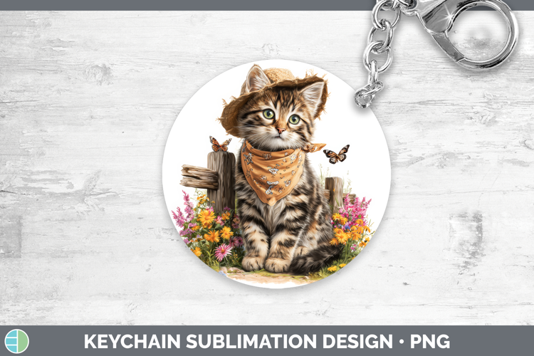 Tabby Keychain Cats Bandana Summer Sublimation Keyring Desig