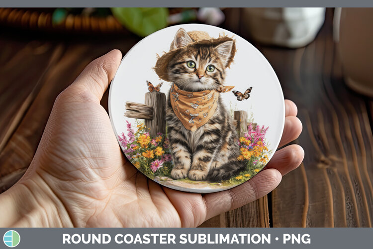 GorgeousCats Bandana Summer Round Coaster design.