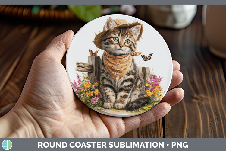 Tabby Round Coaster Cats Bandana Summer Sublimation Coaster