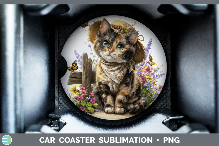 Tortoiseshell Car Coaster Cats Bandana Summer Sublimation D