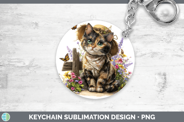 Tortoiseshell Keychain Cats Bandana Summer Sublimation Keyri