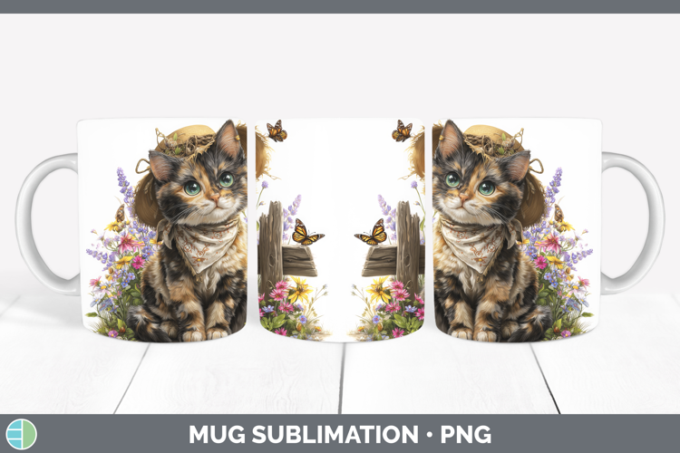 Tortoiseshell Mug Wrap Cats Bandana Summer Sublimation Coffe